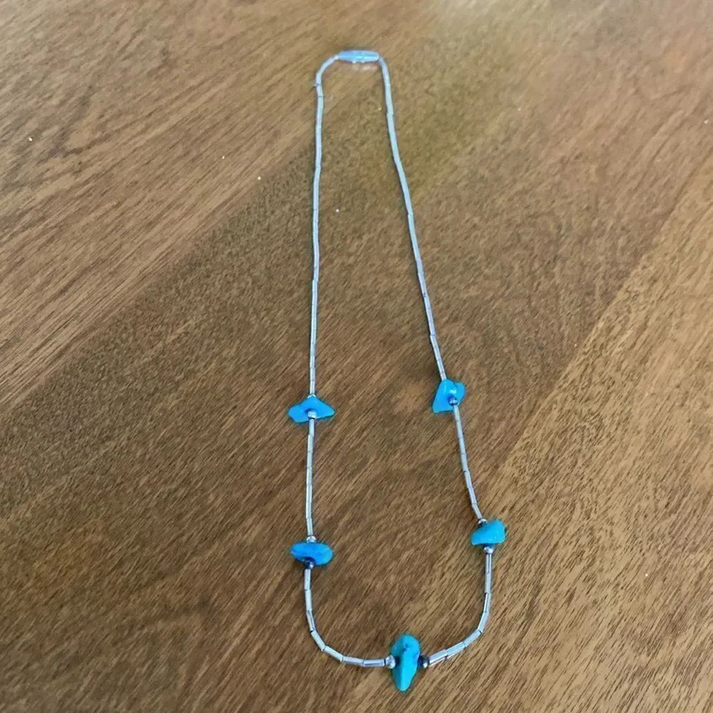 Liquid silver & turquoise necklace